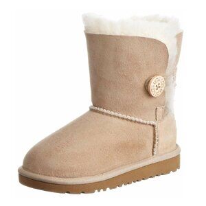 New UGG Unisex 5991K Bailey Button Boots Little Kids Style, Sand, Size 1Y